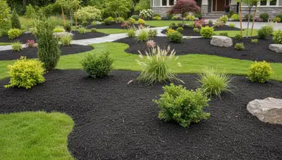 Freshly spread mulch beds with clean edges in Bellevue WA by Chop Chop Landscaping