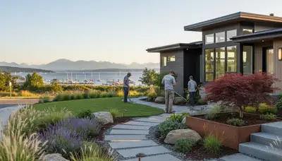 Bellevue, WA landscaping crew provides professional lawn care and yard maintenance