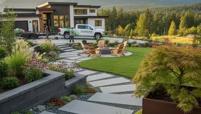 Bellevue, WA landscaping crew provides professional lawn care and yard maintenance for local homes