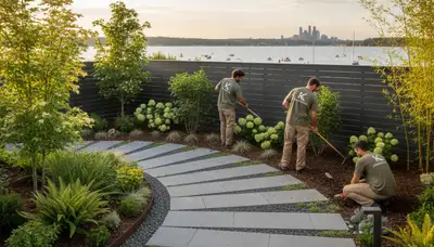 Bellevue, WA landscaping crew providing professional lawn care and yard maintenance