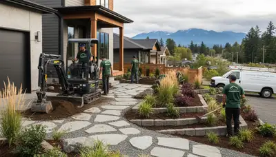 Bellevue, WA landscaping crew providing professional lawn care and yard maintenance services