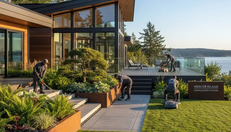 Bellevue, WA landscaping crew providing professional lawn care and yard maintenance services