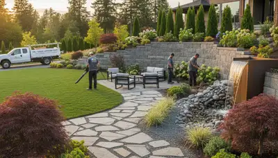 Bellevue, WA landscaping crew providing professional lawn care and yard maintenance services