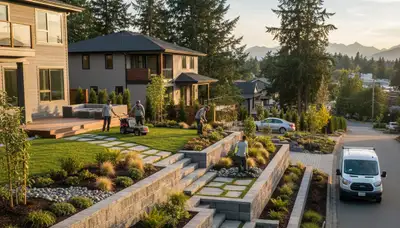 Bellevue, WA landscaping crew provides professional lawn care and yard maintenance services