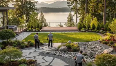 Bellevue, WA landscaping crew providing professional lawn care and yard maintenance services