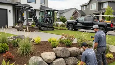 Bellevue, WA landscaping crew providing professional lawn care and yard maintenance services