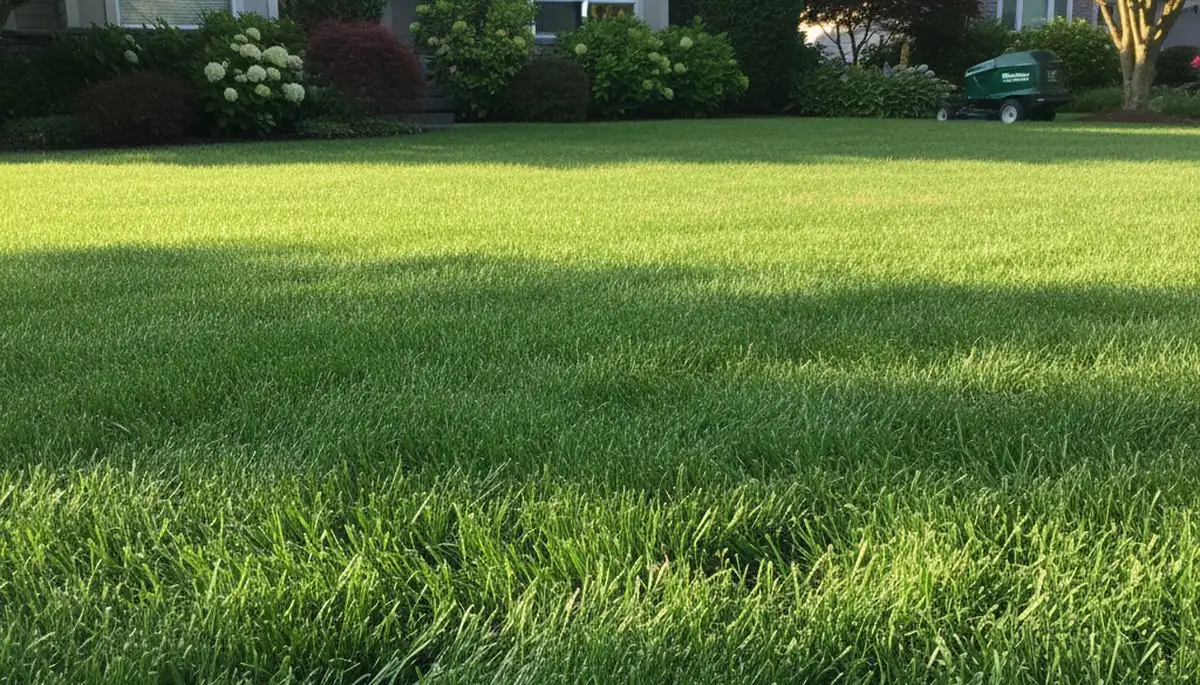 Lush green lawn with thick turf after professional lawn care in Bellevue, WA by Chop Chop Landscaping