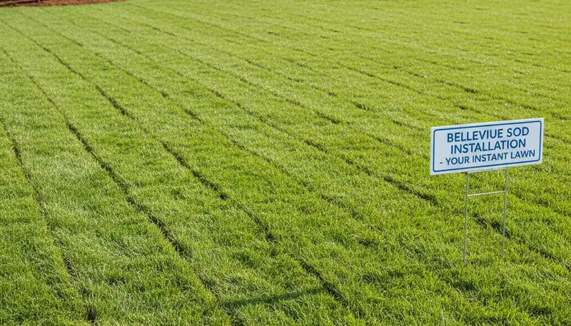 Fresh sod lawn installation in Bellevue WA showcasing lush green turf by Chop Chop Landscaping